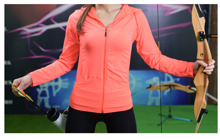 Neon color zipper sports fitness running slim women s top hoodie 2015 new sports exercise cloth
