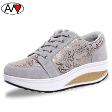 Floral Print Womens Platform Shoes 2016 Breathable Swing Wedges Shoe Women Casual Shoes Summer Outdoor Walking Zapatos