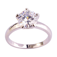 Wholesale Fashion 8*8mm Dazzling Round White Topaz 925 Silver Ring Size 6 7 8 9 10 11 12 Engagement Wedding Bridal Free Shipping
