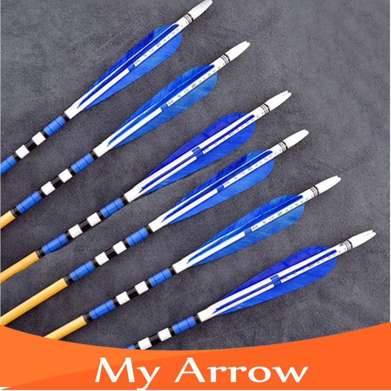 30 Inch 6pcs Wooden Archery Arrows Traditional Wooden Arrows For Compound Bow 80cm Archery Wooden Arrows