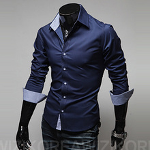 new brand 2016 fashion long sleeve mens dress shirts casual plaid patched slim fit male shirts chemise homme