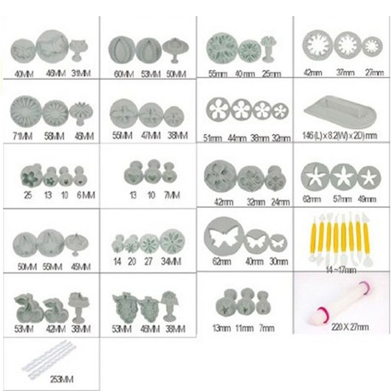 Engraved fondant rolling pin cake embossing mold stick roller embossing fondant rolling pin 68pcs