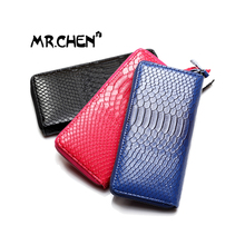 (5 color) Ladies purse fashion leather zipper wallet snake texture PU multi capacity bank card women wallets mobile phone bag