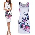 Women Chinese Style Summer Retro Floral Dresses Casual Sleeveless Package Hip Mini Dresses