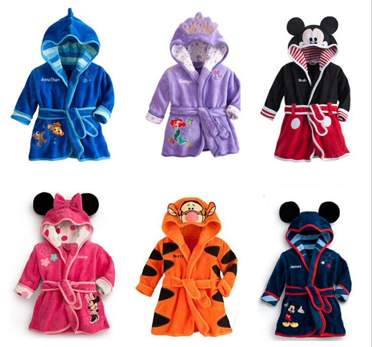 Children Pajamas bathrobe baby boy girl dressing gown flannel nightgown kids winter sleepwear hooded robe nightdress