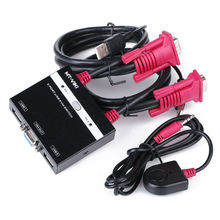 2 Port VGA USB Manual KVM Switch with Extension Switcher and Built-in Cables 1 K&M Combo Operates 2 Computers