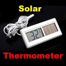 Free Shipping Potable Solar Powered Digital LCD Thermometer Sensor Cable   #gib