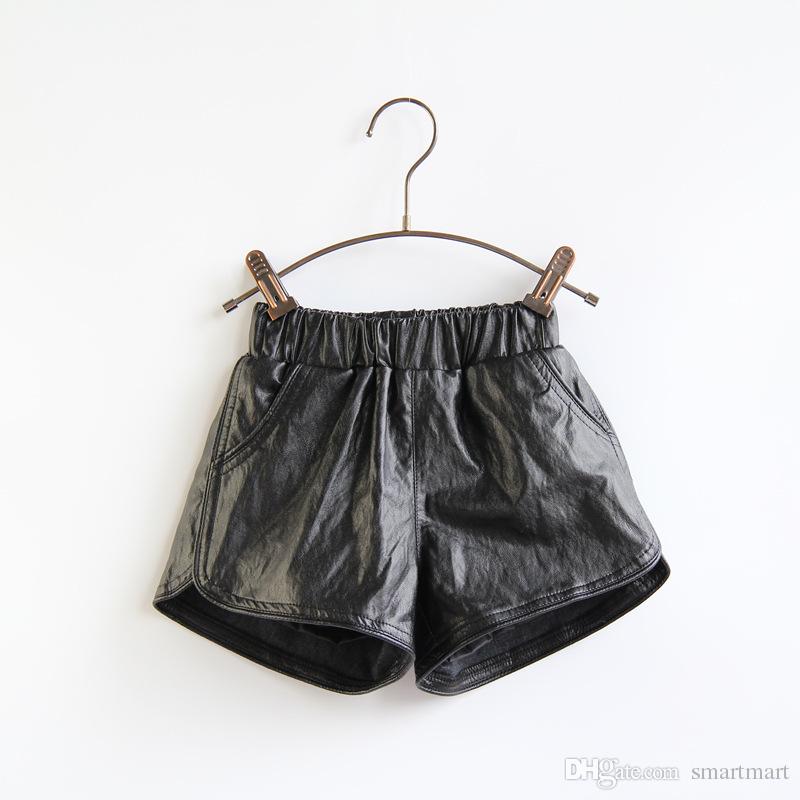  Sweet Babies Girls Pu Leather Shorts Pants Asymmetric Design Pockets Shorts Western Candy Color Winter Fall Pants DHL Shipping