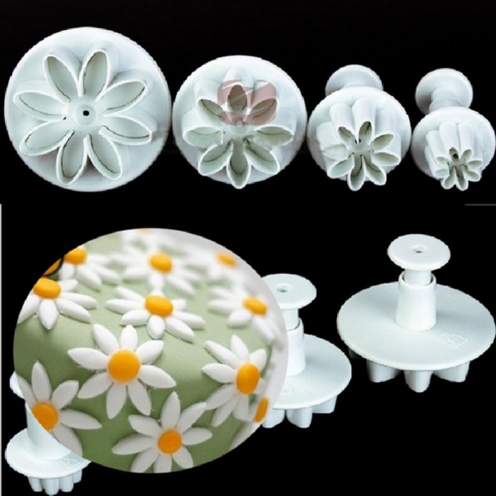 4Pcs Set Sunflower Plunger Daisy Flower Cookie Cake decorating tools Cupcake font b Kitchen b font