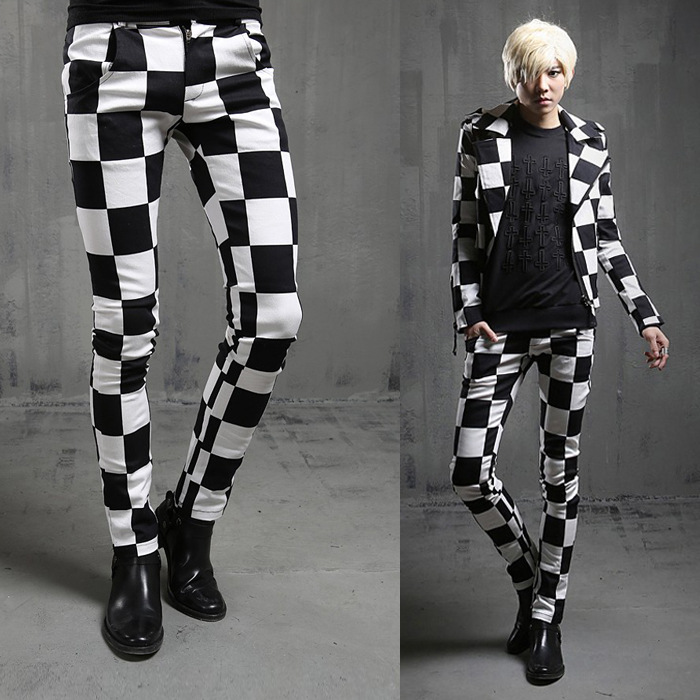 black and white plaid pants mens