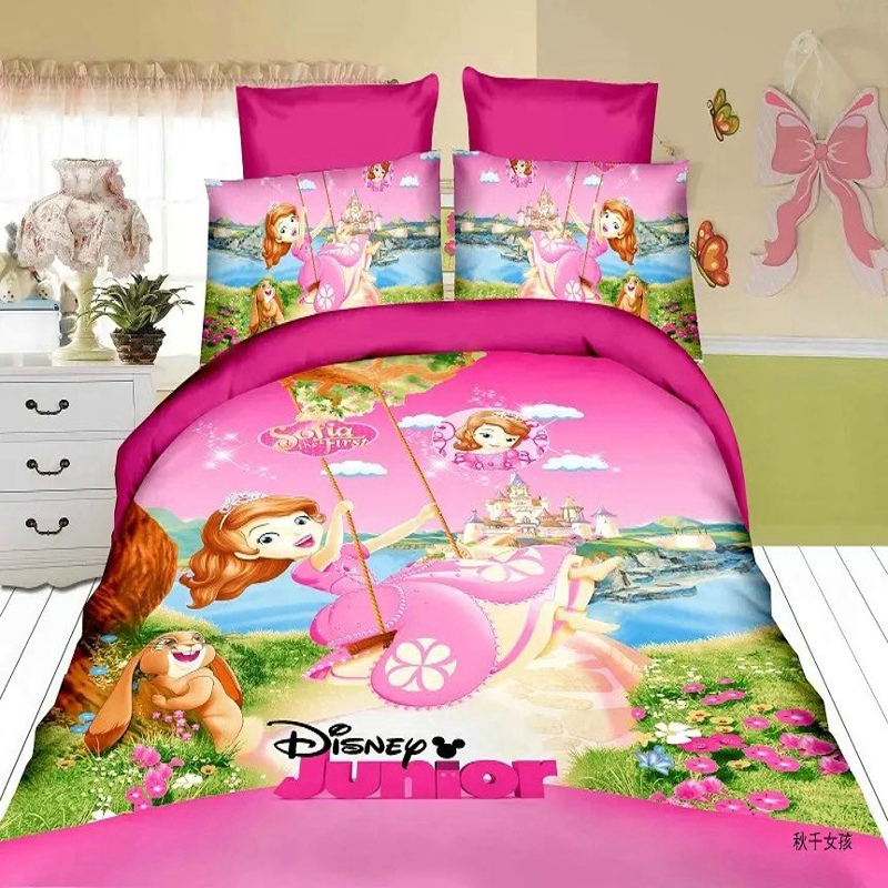 hot sale girls bed linen 2/3pcs cartoon character twin single size ...