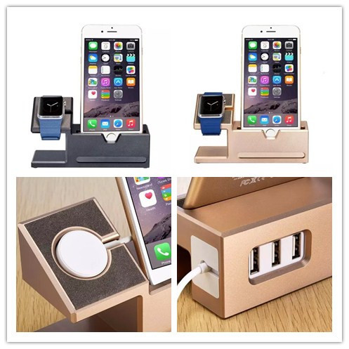 Фотография Luxury Metal Charging Stand Bracket Docking Station Holder Cord Docking Station Charger For HUAWEI For Apple Iphone 5C SE Watch