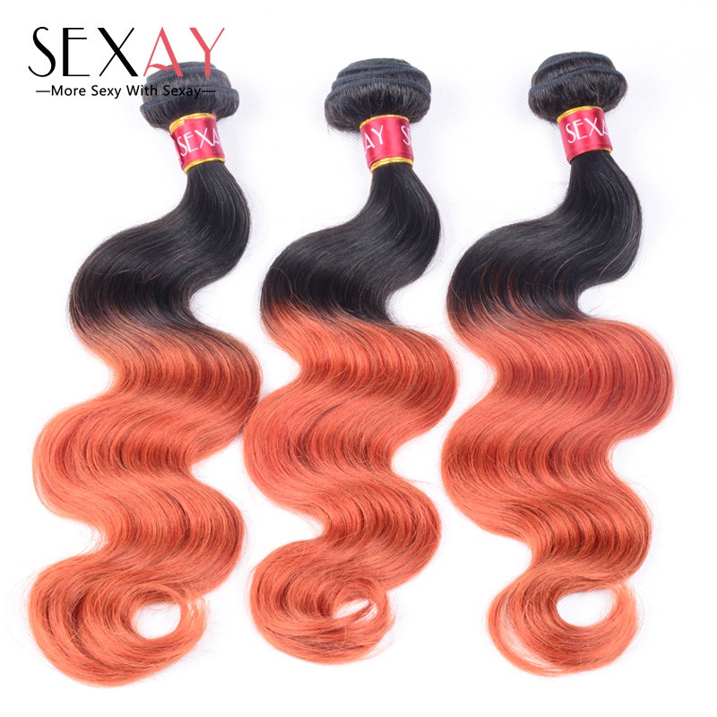 7a Grade Orange Ombre Hair Extensions 3 Pcs Lot 100 Unprocessed