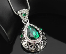 new wedding bridal18K Gold Plated Angel Ocean Tear Design 8 colors emerald green crystal Pendant fashion