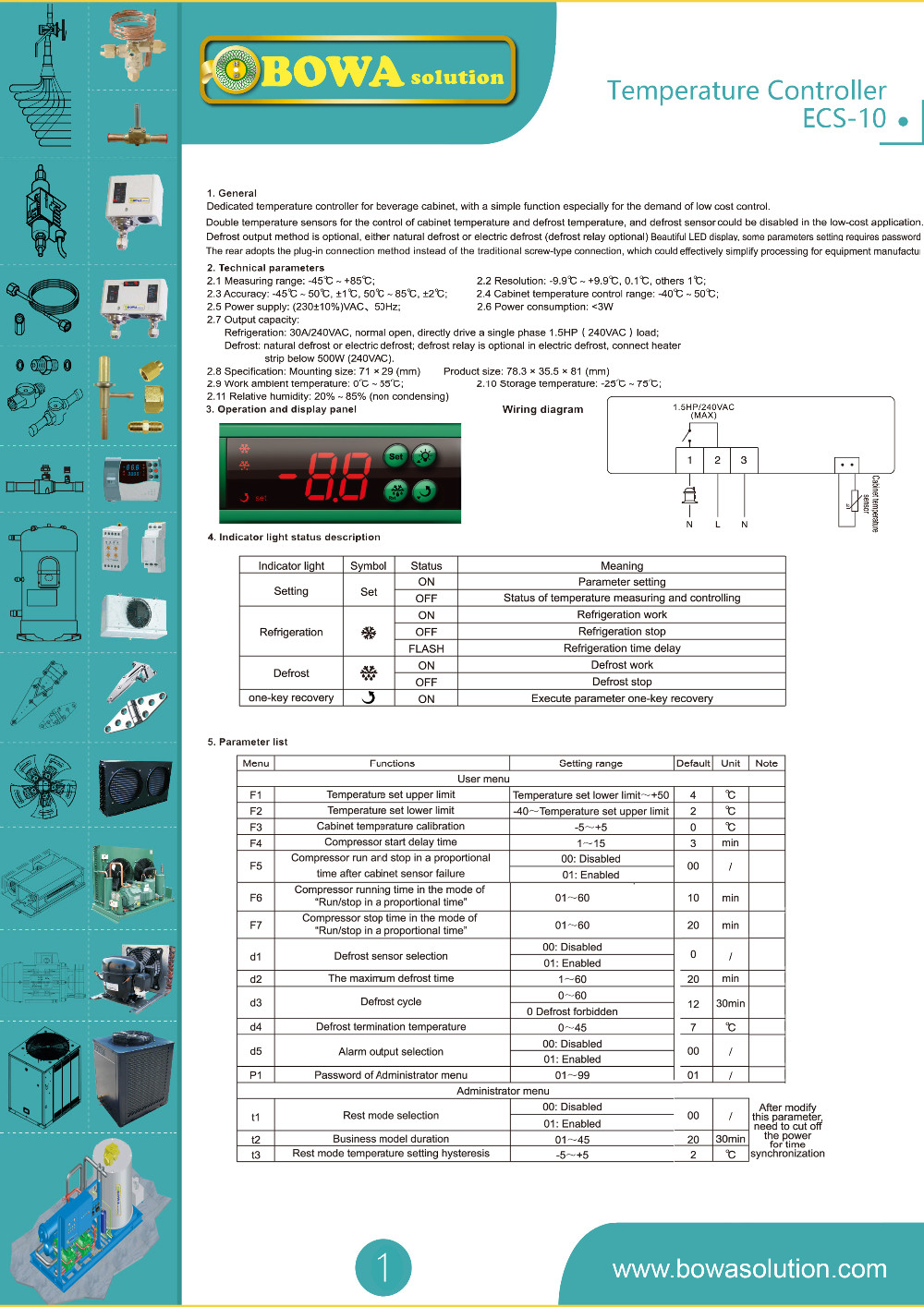 One Key Recovery Temperature Controller For Beverage Cabinet
