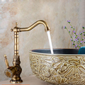 BAKALA New Arrival Tall Faucet Vintage Style Bathroom Basin Sink Faucet Antique Brass Mixer Tap Dual