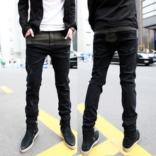 2016 Sale Hot Sale Denim Cotton Medium Drawstring Mid Brand New Men’s Clothing Fashion Male Jeans Slim Skinny Pants Personality