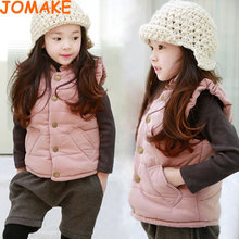 Retail Autumn And Winter Korean Solid Single Breasted Thicken Cotton Ruffle Collar Children Clothes Girls Casual