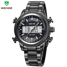WEIDE Men Army Military Watch Analog Digital LED Quartz Sports Watches Full Steel Luxury Brand Fashion