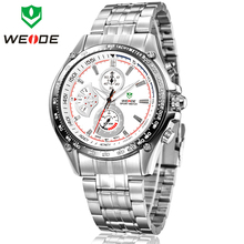 Nuevos hombres de moda WEIDE reloj deportivo de acero lleno militar relojes del cuarzo de japón 30 M resistente al agua esfera redonda reloj de pulsera analógico buceo