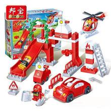 Kids Toys Building Blocks helicopter Model Building toy Compatible big particles 53 pcs blocks fire administration