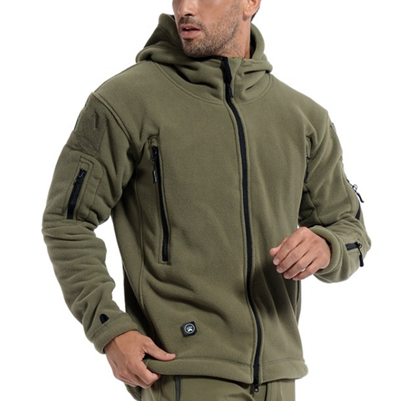 Military Men Fleece Tactical Softshell Jacket Outdoor Polartec Thermal Sport Polar Hooded Coat 