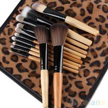 12 PCS Pro Makeup Brush Set Cosmetic Tool Leopard Bag Beauty Brushes 1L2J 3AED
