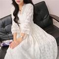 2016 Vintage Long Elegant Lace Maxi Dress Hippie Design ankle length Party Festival Lace Dress Prom