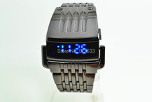 2016 Fashion men Full Steel Led Watch Digital Men Sport Watches Military Watches Metal LED Faceless Bracelet Wristwatch Men