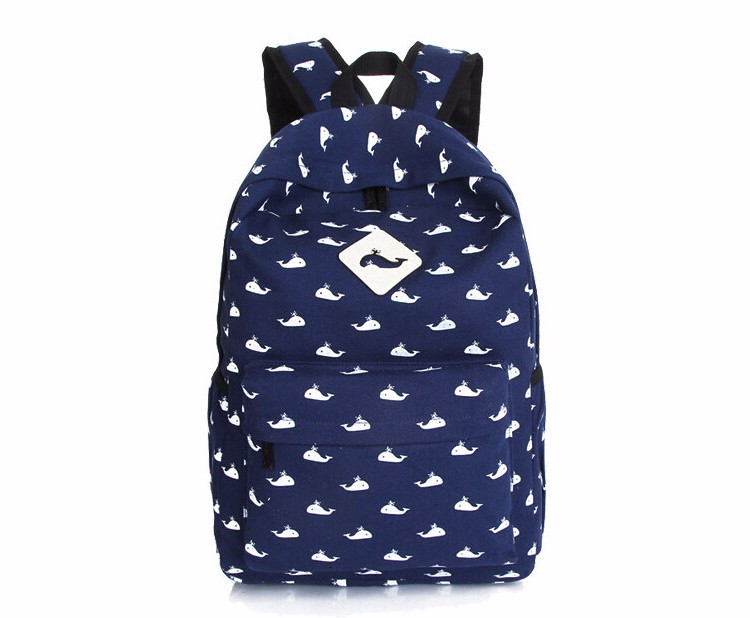 Small whales animals backpacks han edition fashion women canvas backpack girl school bags travel bag (9)