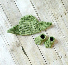 0-3M Newborn Infant Star Wars hat Shoes set Baby Yoda Hat Star Was Hat photography props Baby Clothing Baby Fotos