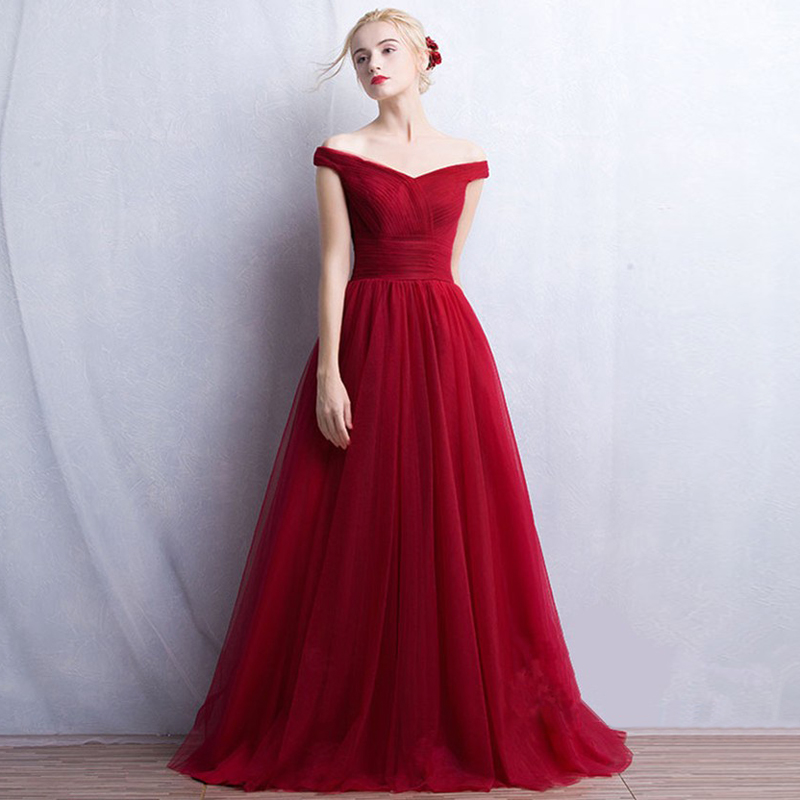 Aliexpress.com Buy vestidos largos A line Off Shoulder Sleeveless Long Elegant Evening Dress With Tie Up vestido de festa Burgundy Prom Dresses from