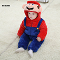Children Costume Winter Flannel Baby Super Mary Cartoon Costume For 0 3 Baby Boys Girls Hooded