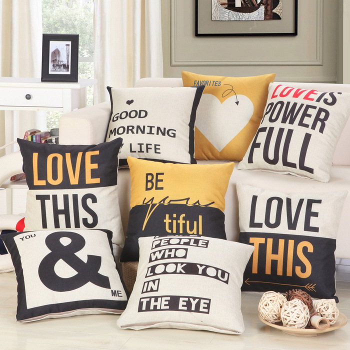 New Design Retro Vintage Print Pillow Cases Cotton Linen