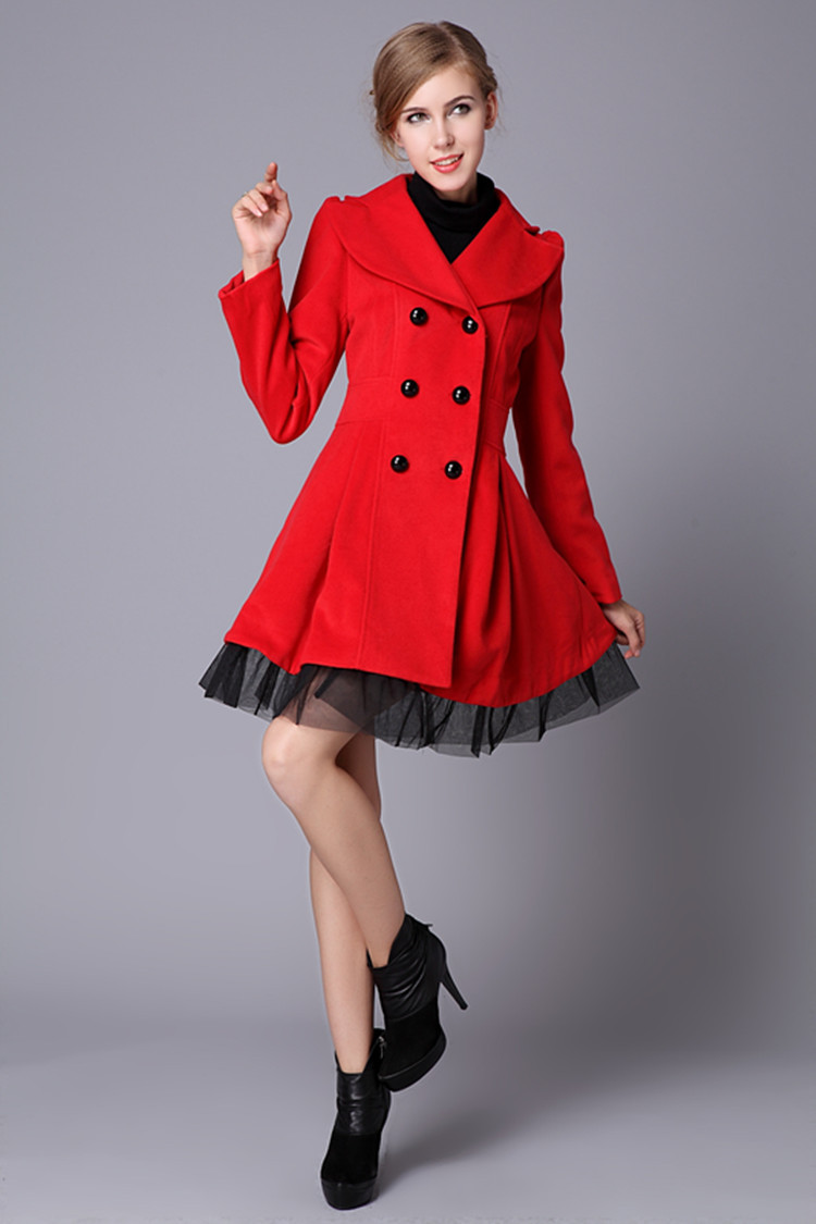 1371159137 Free Shipping 2013 Red Black White Wool Dress Coats Women ...