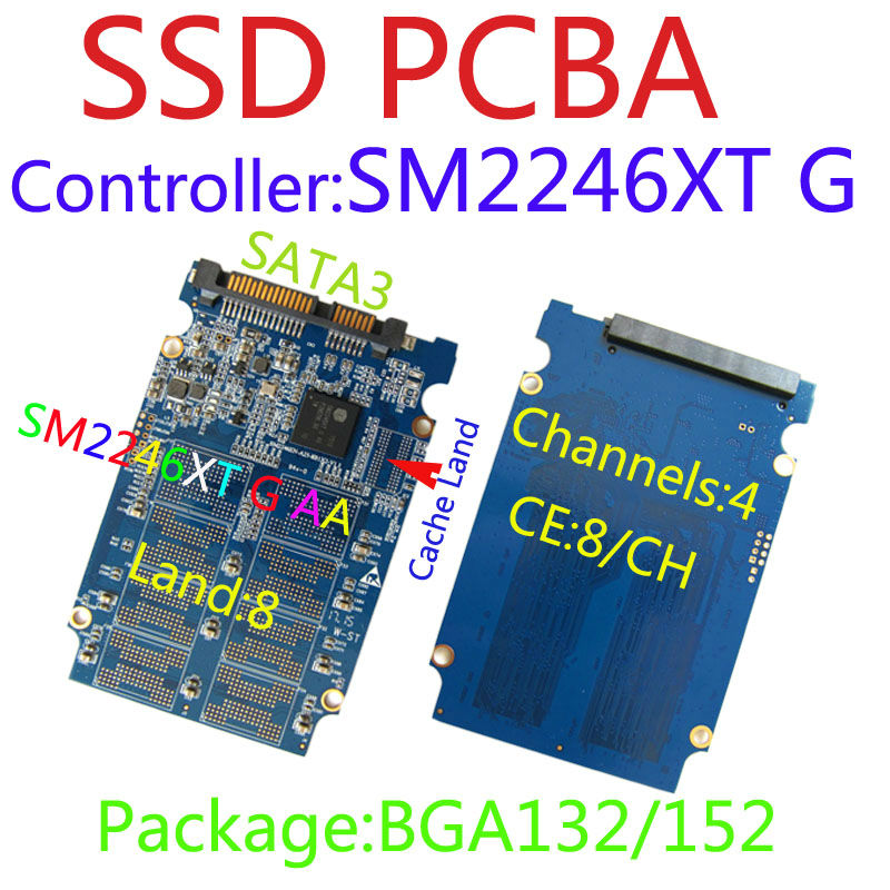 SSD PCBA KITS,SSD DIY PCBA,Flash Interface BGA152/132 ,SM2246XT H Controller, SATA6Gb/s Interface ,SM2246HX ,4CH 4CE 4-LAND