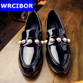 2017 NEW Summer Women Oxford shoes round toe Rubber bottom high heels comfortable med heels thin