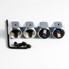 2015 Hot Silver Metal Anti Theft Car Tire Tyre Wheel Valve Stems Caps For BMW M LOGO All model free shipping