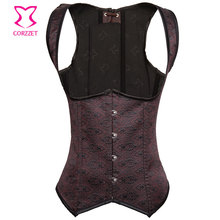 Floral Jacquard Full Back Open Cup Waist Training Vest Corset Underbust Burlesque Body Corsage Corsets Women Lingerie