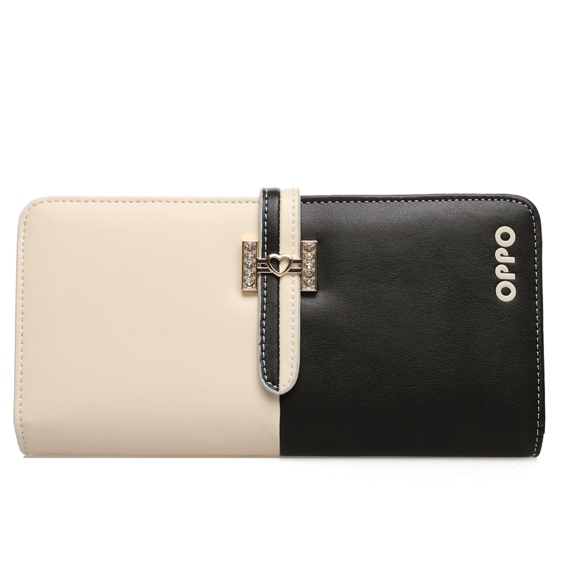 hot sale 2014 fashion   women For oppo    color block cowhide zipper  long design wallet female card holder  9007  clutch purses
