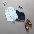 2016 new Kids Girls Clothes Summer Solid Sleeveless girl bow T shirt and short pants Clothing