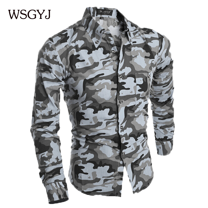 Camisa Masculina 2015 Fashion Men S Long Sleeve Camouflage Shirt Male Leisure Brand Chemise Homme Men