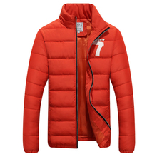 Fashion Stand Collar Mens Parka Jacket Number Seven Printed Winter Coat Men Slim Solid Manteau Hiver