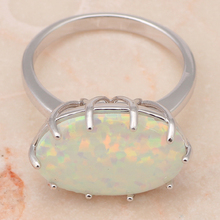 Huge Oval Rings Popular online White fire Opal 925 Silver Ring Fashion Jewelry Rings USA size