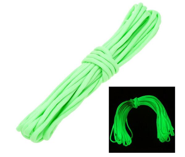 32FT 10M 550Lb Luminous Glow in the Dark Nylon Cord Rope Paracord Parachute Tent Rope For