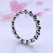 925 Sterling Antique Silver Oxidized Ring European Style Flowers Charm Wedding Rings Jewelry For Party Compatible