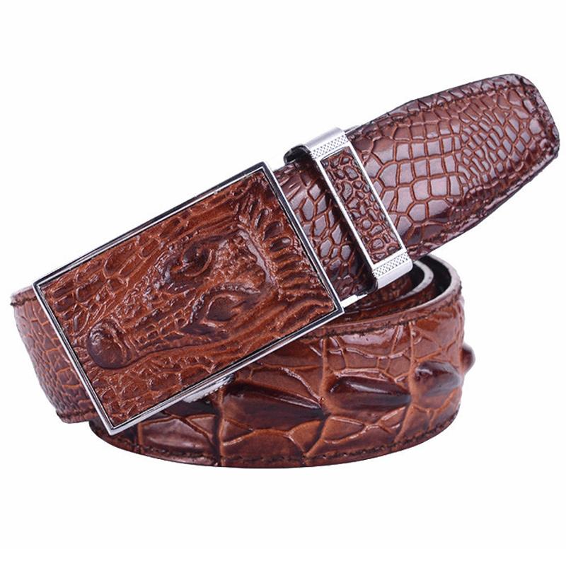 2015 Mens belts luxury genuine leather Crocodile designer Automatic belt men buckle 100 Real Cow skin