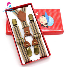 EBD6101 2.5cm Width Polyester Striped Suspenders Children Clip-on Braces Y-back Elastic Vintage Suspender baby engagement brace