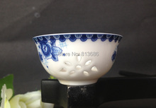 Blue and White Porcelain Tea Cup Hollow Tea Set Free Shipping