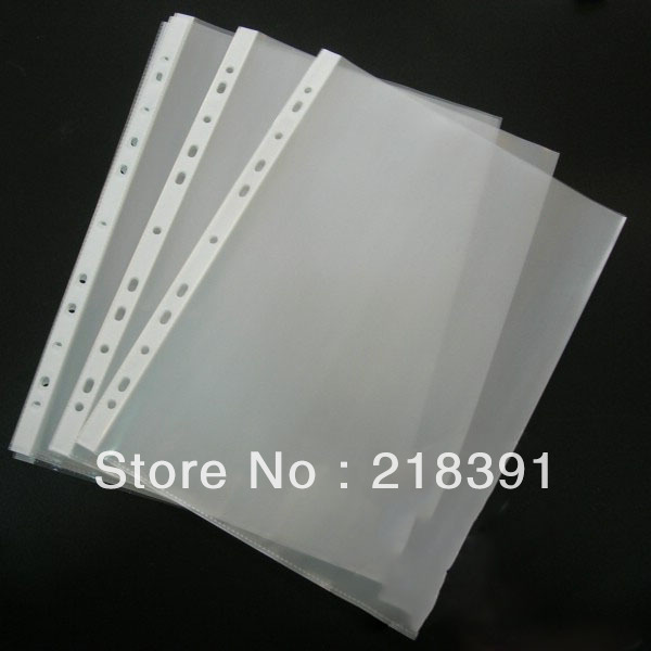 100pcs/lot 11 hole A4 size clear sheet document folder protector office